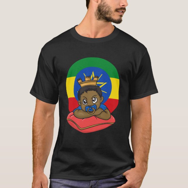 Camiseta Etiópia, África Etíope, Bandeira Orud Melanin (Frente)