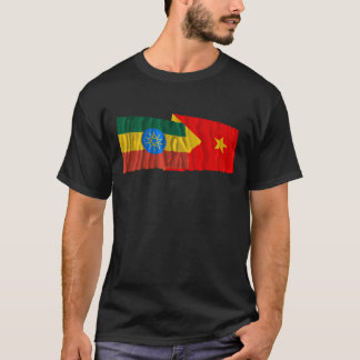 Camiseta Etiópia e bandeiras de ondulação de Tigray