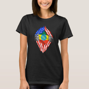 Camiseta Etiópia Roots Usa Flag Patriótico Etíope Herita