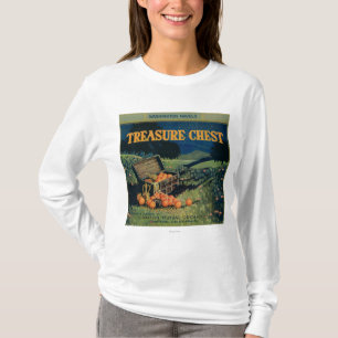 Camiseta Etiqueta alaranjada da arca do tesouro (versão do