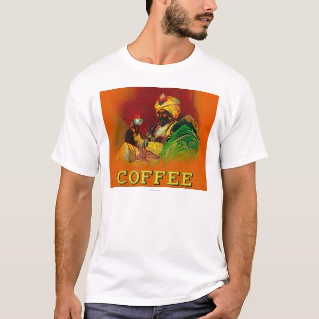 Camiseta Etiqueta árabe do café do homem (Frente)