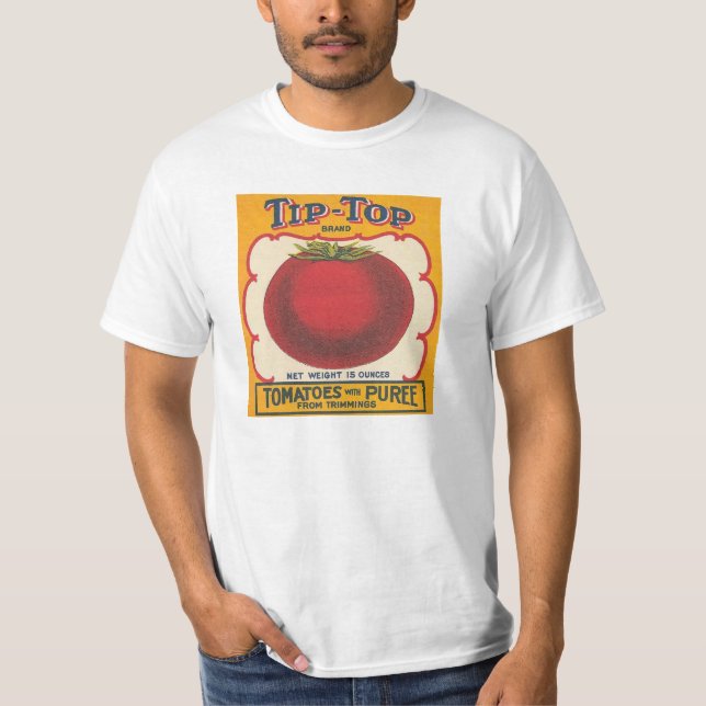 Camiseta Etiqueta Arte-Enlatada anúncio do tomate do (Frente)