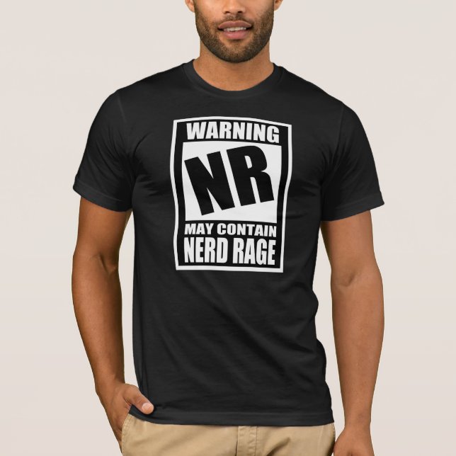 Camiseta Etiqueta de advertência da raiva do nerd (Frente)