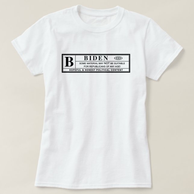 Camiseta Etiqueta de Aviso do Joe Biden (Frente do Design)