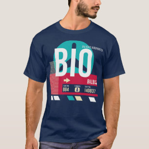 Camiseta Etiqueta de Bagagem de Código do Aeroporto BIO da