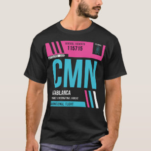 Camiseta Etiqueta de Bagagem de Código do Aeroporto CMN de 