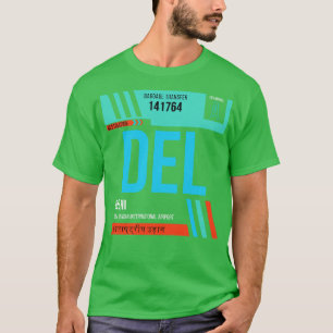 Camiseta Etiqueta de Bagagem de Código do Aeroporto DEL de 