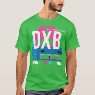 Camiseta Etiqueta de Bagagem de Código do Aeroporto DXB de