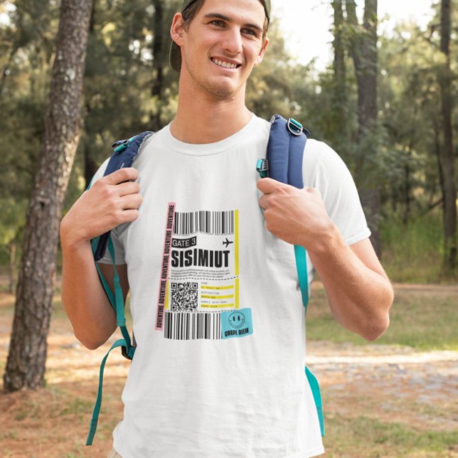 Camiseta Etiqueta de Bagagem de Viagem do Ártico de Sisimiu (Also available for Nuuk, Ilulissat, Kangerlussuaq and Greenland )