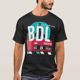 Camiseta Etiqueta de Bagagem do Código do Aeroporto BDL de 