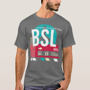 Camiseta Etiqueta de Bagagem do Código do Aeroporto BSL de 