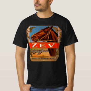 Camiseta Etiqueta De Cigarros Vintage, Cavalos Raça Zev Co