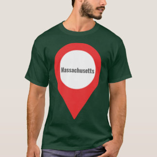 Camiseta Etiqueta de Localização de Massachusetts rosa Supe