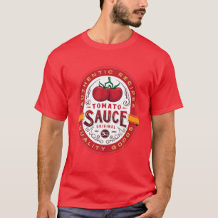 Camiseta Etiqueta De Molho De Tomate Autêntico Rótulo Eng