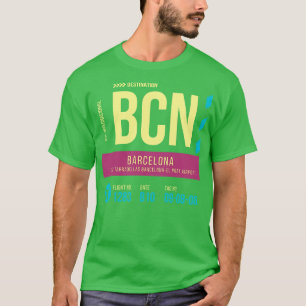 Camiseta Etiqueta de Na moda do Aeroporto de Barcelona, BCN