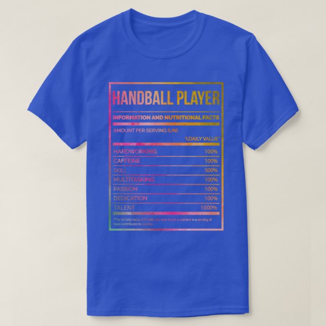 Camiseta Etiqueta de Nutrição de Handball Funny Handball do (Frente do Design)