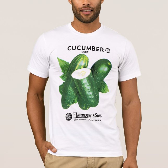Camiseta Etiqueta de Pacote de Semente de Pepino (Frente)
