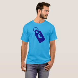 Camiseta Etiqueta de Preço Azul com Símbolo Euro