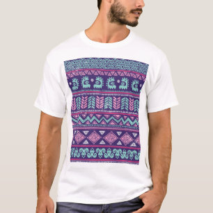 Camiseta Étnica Tribal: Padrão Colorido Sem Costura.