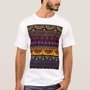 Camiseta Etno Tribal: Design de padrão sem costura.