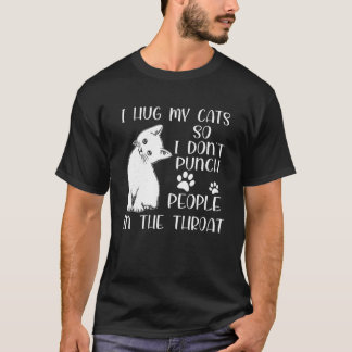 Camiseta Eu abraço meu gato para não picar Pessoas na garga