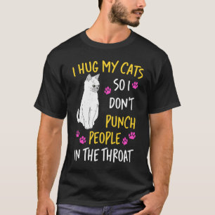 Camiseta Eu abraço meu gato para não picar Pessoas na garga
