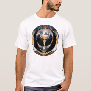 CAMISETA EU ACREDITO A CABEÇA DA ALIENÍGENA DO CROMO