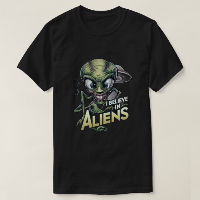 Camiseta Eu Acredito Em Aliens (Frente do Design)