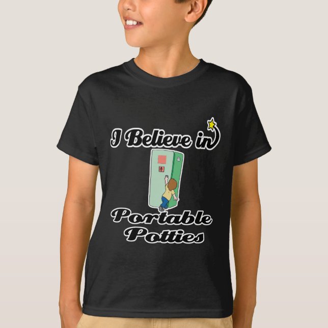Camiseta eu acredito em batatas portáteis (Frente)