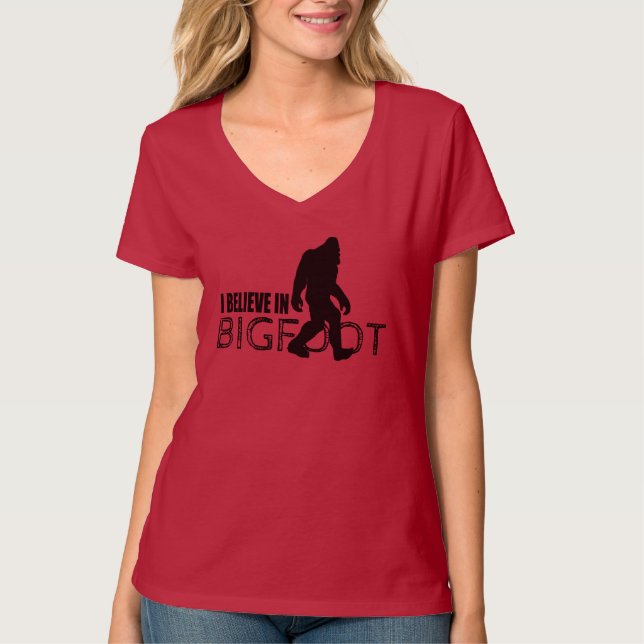 Camiseta Eu acredito em Bigfoot Sasquatch engraçado (Frente)