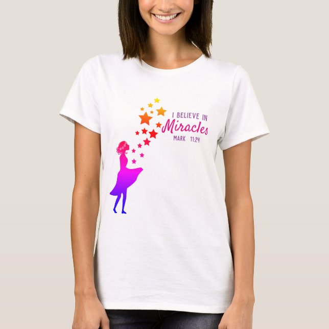 Camiseta Eu acredito em milagres (Frente)