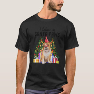 Camiseta Eu Acredito Em Papais noeis De Paws Bulldog Cute X