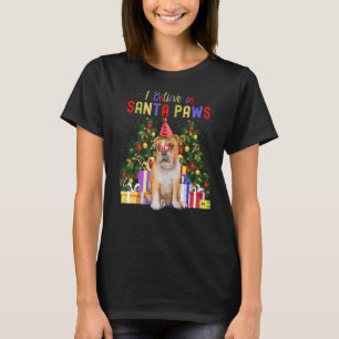 Camiseta Eu Acredito Em Papais noeis De Paws Bulldog Cute X