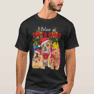 Camiseta Eu Acredito Em Papais noeis Patas Cortes Vestindo 