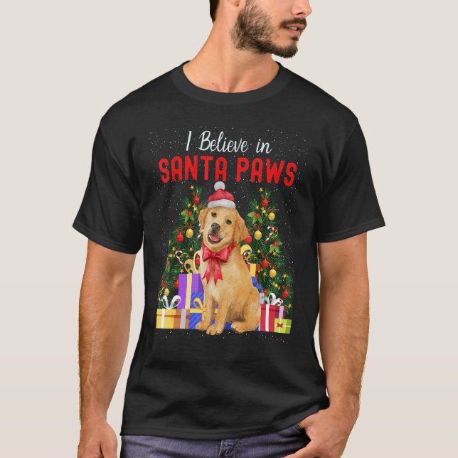 Camiseta Eu Acredito Em Papais noeis Pinças Feliz Natal Lab (Frente)