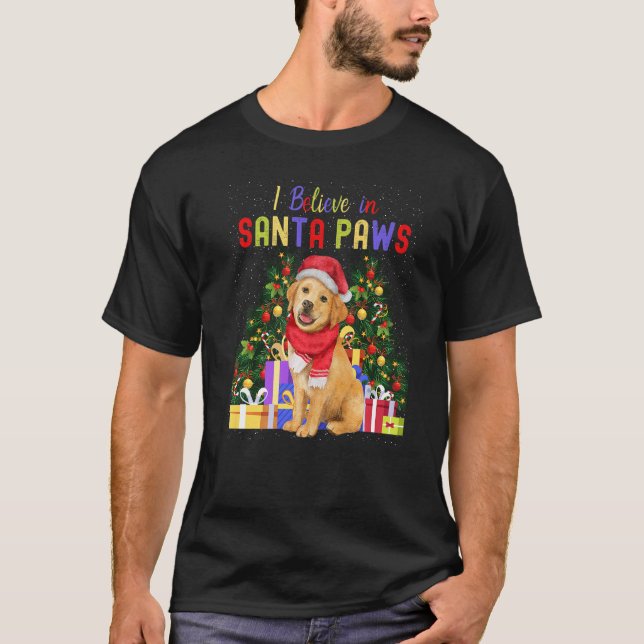 Camiseta Eu Acredito Em Papais noeis Pinças Feliz Natal Lab (Frente)