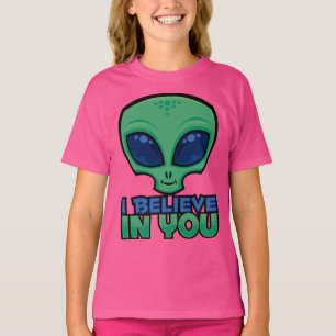Camiseta Eu Acredito Em Você Amigável Cartoon Alien