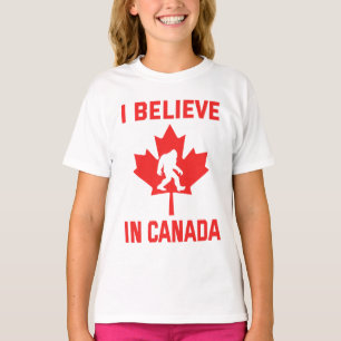 Camiseta Eu Acredito No Canadá - Engraçado T-Shirt Bigfoot