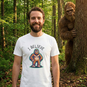 Camiseta Eu Acredito no Sasquatch Pé-Grande