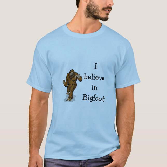 Camiseta Eu acredito no t-shirt de bigfoot (Frente)