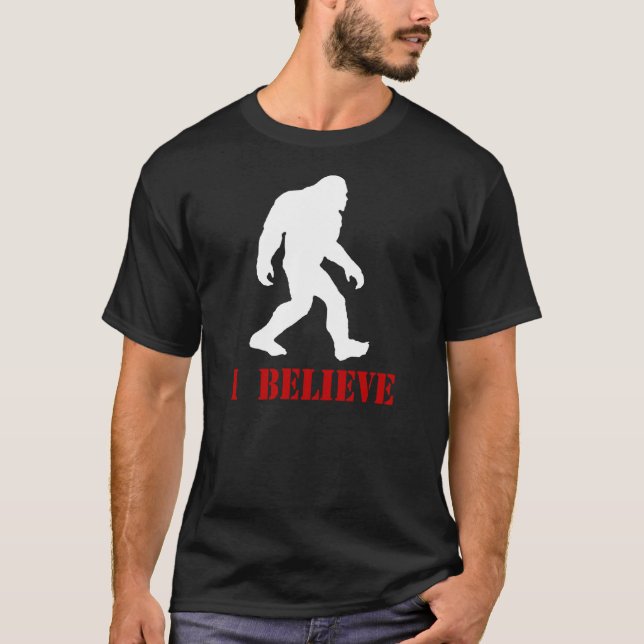 Camiseta Eu acredito - o t-shirt retro de Bigfoot Sasquatch (Frente)