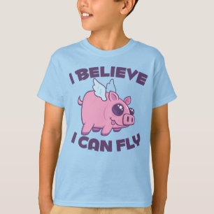Camiseta Eu Acredito Que Posso Voar Porquinho Fofo Kawaii