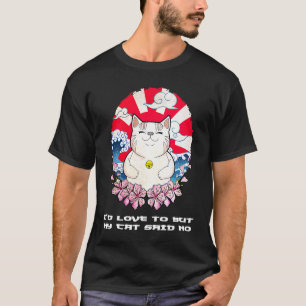 Camiseta Eu adoraria, mas meu gato disse que não Gato Humor