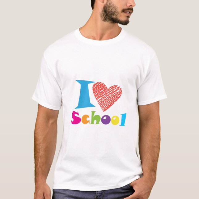 Camiseta Eu Adoro A Escola. De Volta À Escola. Cartoon Cute (Frente)