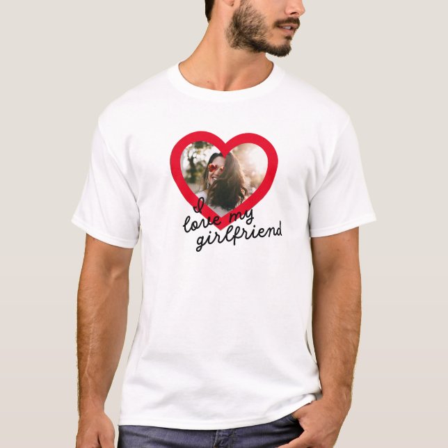 Camiseta Eu adoro a foto dos Namorados vermelhos personaliz (Frente)