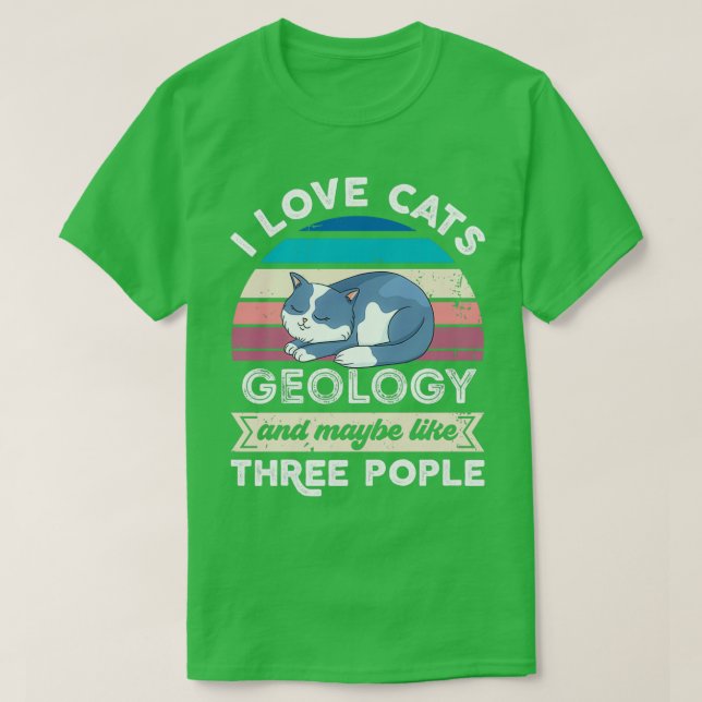 Camiseta Eu adoro a Geologia dos Gatos e três Pessoas (Frente do Design)