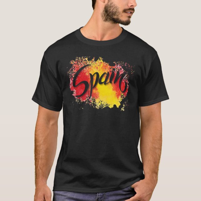 Camiseta Eu adoro a ilustração da bandeira Espanha Art Barc (Frente)