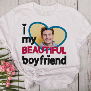 Camiseta Eu adoro a minha bela foto personalizada de namora