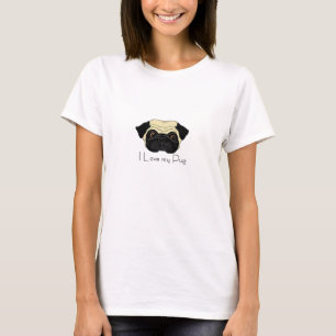 Camiseta Eu adoro a minha citação de Pug Cute e Love