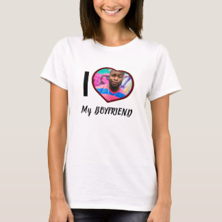 Camiseta Eu adoro a minha namorado personalizada fotorcoraç